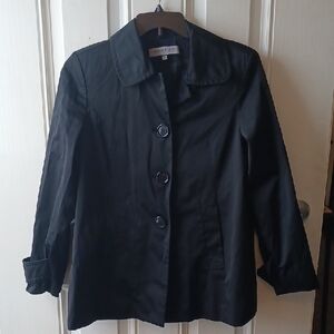 ****Anne Klein 3 Button Black Car Coat Womens Size Large